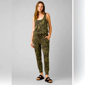 Prana Women Cozy Up Jumpsuit (L) Cargo Palms 1968471